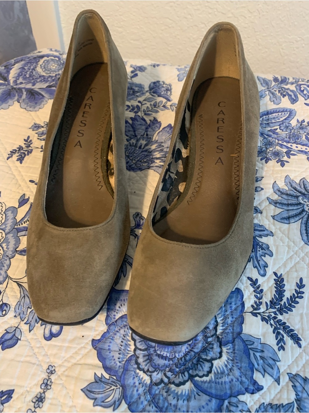 Caressa Taupe Suede Wedge Pumps